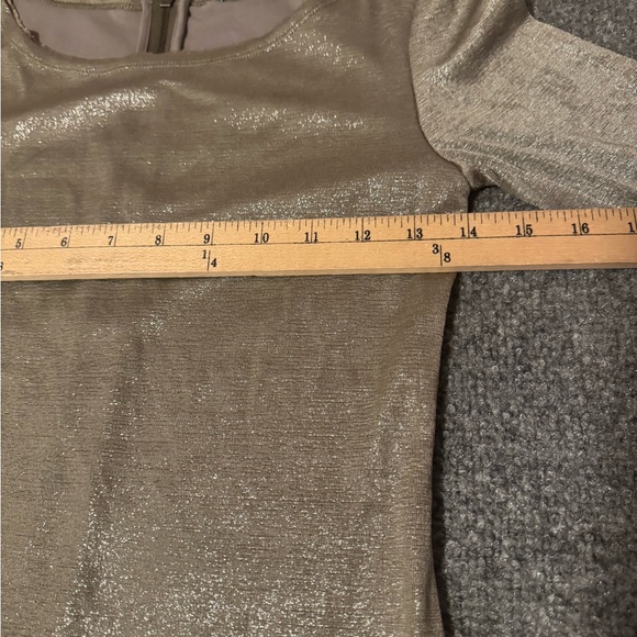 Alice+Olivia Champagne Silver Tabitha Bodycon Mini Dress Long Sleeve Shimmer XS - Picture 7 of 12